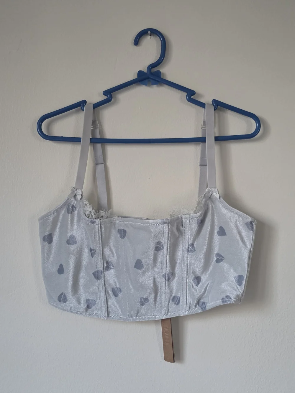 SKIMS Velvet Lace Corset Platinum Grey Heartbreaker NWT